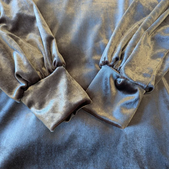 Zara Velvet Long Sleeve Dress in Soft Brown - Picture 5 of 6